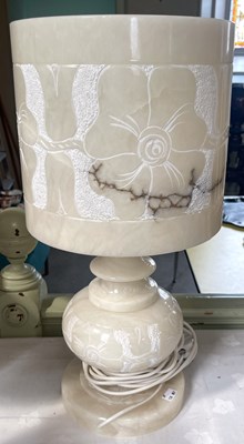 Lot 350 - A large 20th century alabaster table lamp, the...