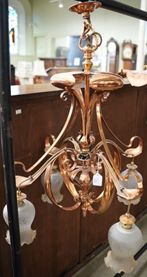 Lot 592 - A 20th century Arts & Crafts copper four light...
