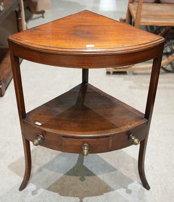 Lot 640 - A 19th century mahogany two tier corner stand,...