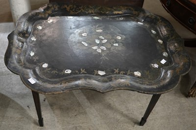 Lot 605 - A 19th century / later black papier mache...