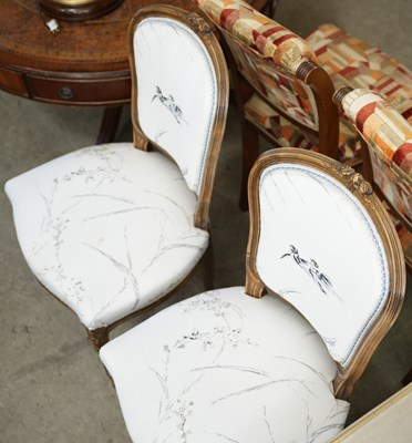 Lot 608 - A pair of Louis XV style dining chairs, the...