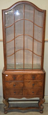 Lot 506 - An early 20th century walnut display cabinet,...