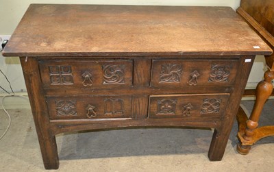 Lot 497 - A 20th century oak coffer, fitted with four...