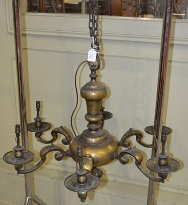 Lot 534 - An early 20th century / later brass six light...