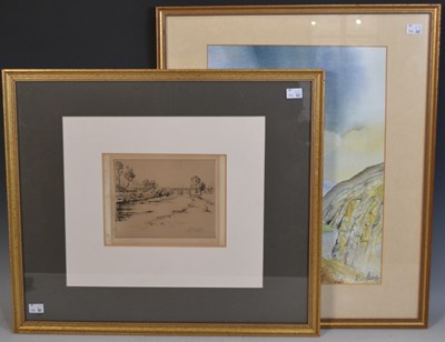 Lot 476 - R. M. Flaherty Grimsell Pass watercolour,...