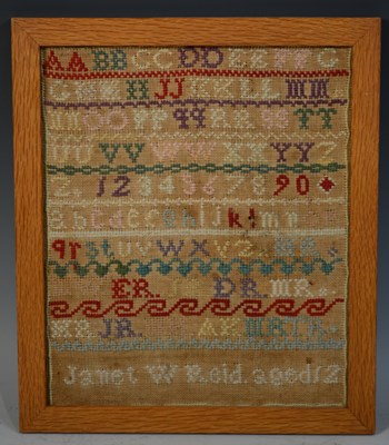 Lot 444 - A late 19th century needlework sampler, by...