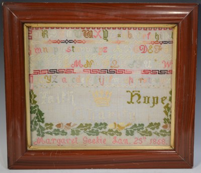 Lot 436 - A 19th century needlework sampler, by Margaret...