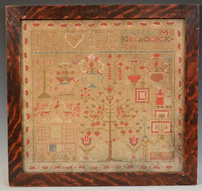 Lot 438 - An antique needlework sampler, worked in...