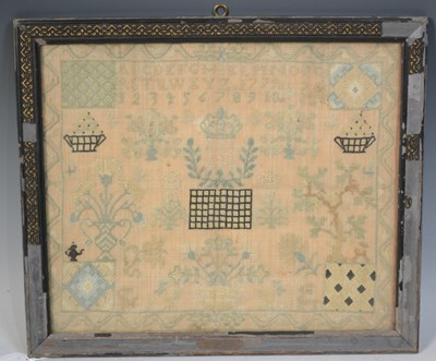 Lot 441 - An antique needlework sampler, worked in...