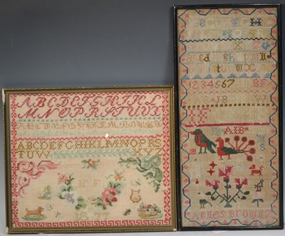 Lot 442 - A late 19th century needlework sampler, worked...