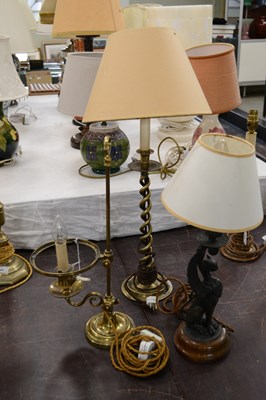Lot 341 - An early 20th century brass barley twist table...