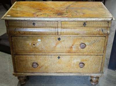 Lot 582 - A 19th century two over two chest of drawers...