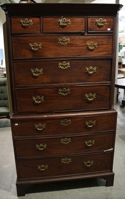Lot 613 - A Georgian chest on chest, with nine drawers...
