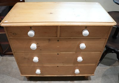 Lot 639 - A 19th century pitch pine chest of drawers,...