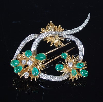 Lot 34A - A yellow and white metal diamond and emerald...