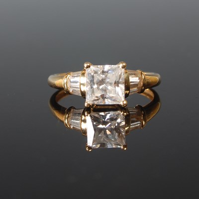 Lot 53 - An 18ct gold and imitation diamond dress ring,...