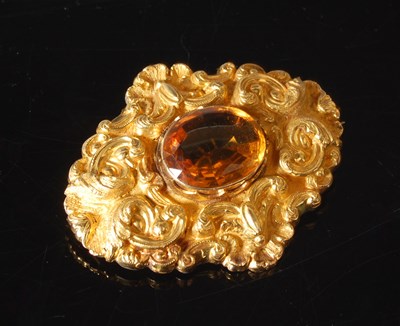 Lot 34 - A late 19th century yellow metal and citrine...