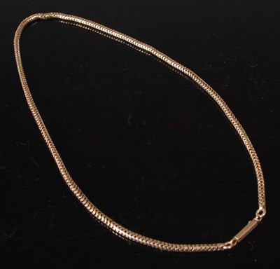 Lot 5 - A yellow metal barrel link type necklace,...