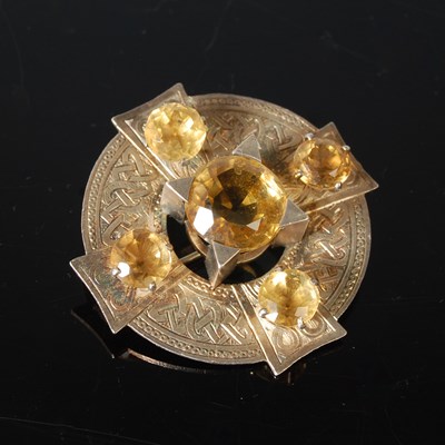 Lot 43 - A Birmingham silver and citrine mounted plaid...