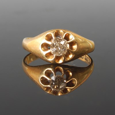 Lot 62 - An 18ct gold and single stone diamond set...