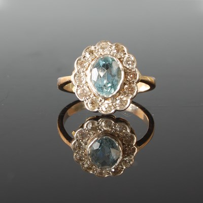 Lot 65 - A white and yellow metal aquamarine and...