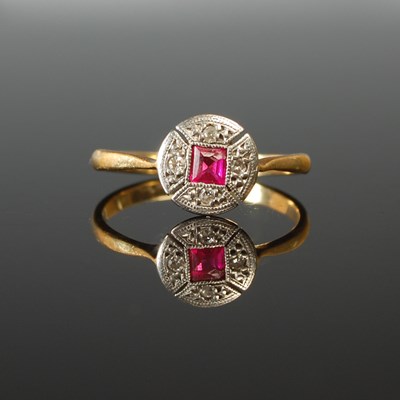 Lot 80 - A yellow and white metal ruby and diamond...