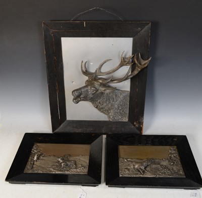 Lot 432 - Georg Bommer 
silver plated plaque stag in...