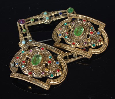 Lot 94 - A gilt metal and semi-precious gem set square...