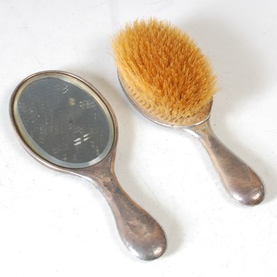 Lot 132 - A Chester silver backed hand held dressing...