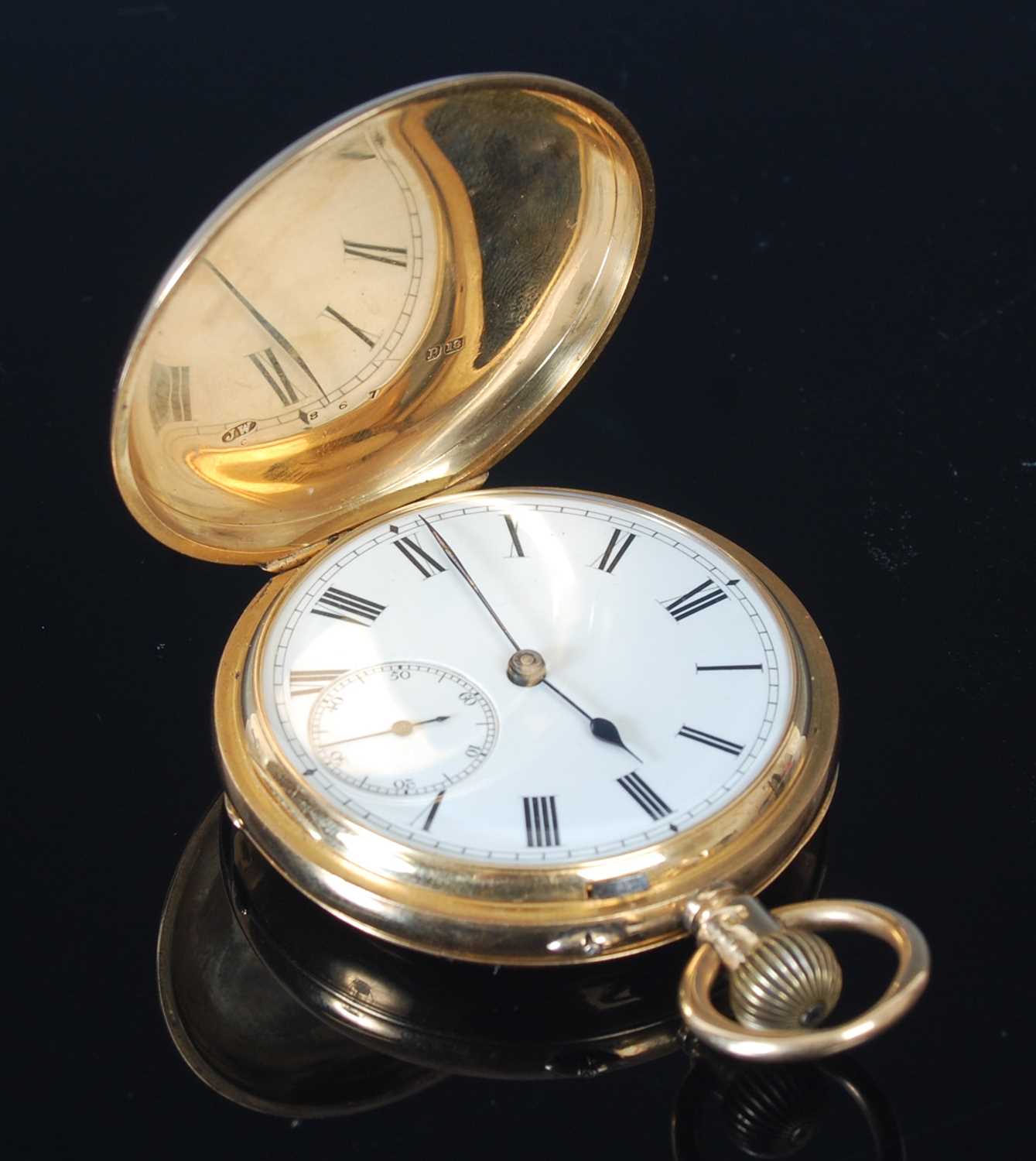 Lot 157 - An 18ct gold cased Hunter pocket watch, with...