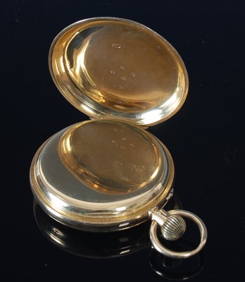 Lot 157 - An 18ct gold cased Hunter pocket watch, with...