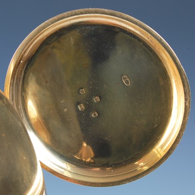 Lot 157 - An 18ct gold cased Hunter pocket watch, with...