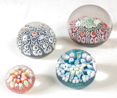 Lot 171 - A group of four assorted millefiori and spiral...