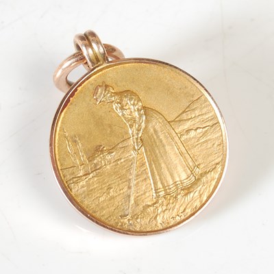 Lot 189 - Golfing interest, a 9ct gold golfing medal,...