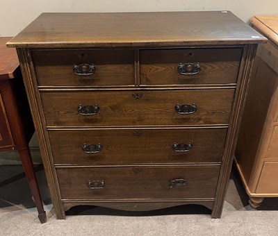 Lot 638 - An early 20th century ash chest of drawers,...