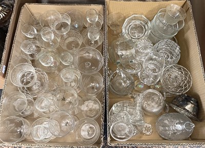 Lot 385 - Two boxes of assorted glassware to include...