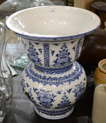 Lot 330 - A French Gien pottery vase, bell shaped, with...