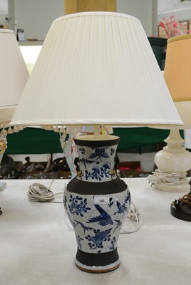 Lot 346 - A Chinese porcelain blue and white crackle...