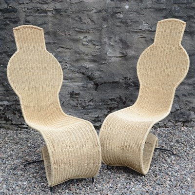 Lot 521A - A pair of 20th century wicker lounge chairs...