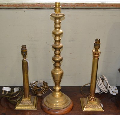 Lot 418 - A 20th century brass Stiffel table lamp,...