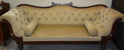 Lot 601 - A 19th century mahogany button back couch,...