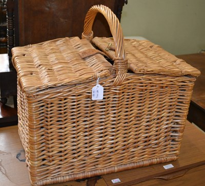 Lot 643 - A modern wicker picnic basket, with hooked...