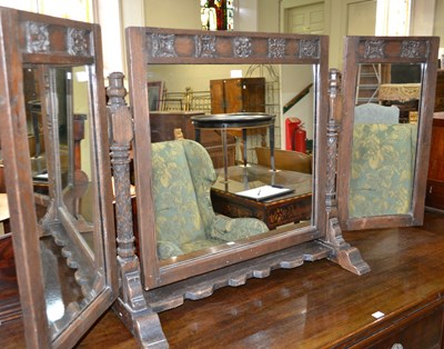Lot 660 - A 19th century oak dressing table mirror, the...