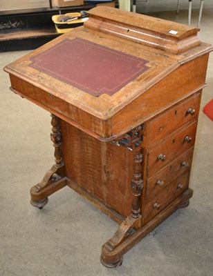 Lot 673 - A 19th century walnut and mahogany Davenport...