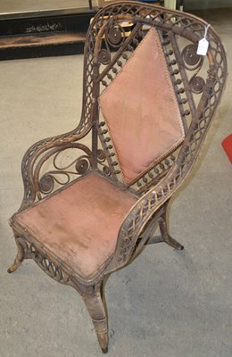 Lot 672 - A 19th century / later wicker armchair, in the...