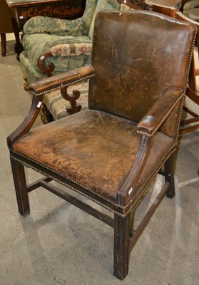Lot 671 - A Gainsborough style leather armchair, with...