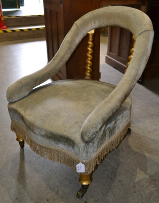 Lot 686 - A 19th century giltwood slipper chair, with...