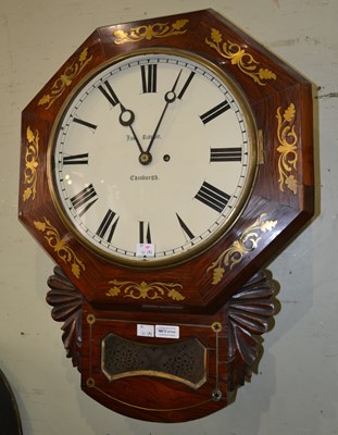 Lot 665 - A 19th century mahogany wall clock, the case...