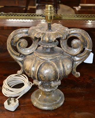 Lot 417 - An urn style table lamp, with silvered...