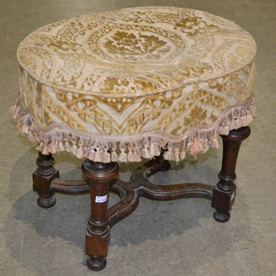 Lot 702 - A 19th century mahogany X frame stool, with...